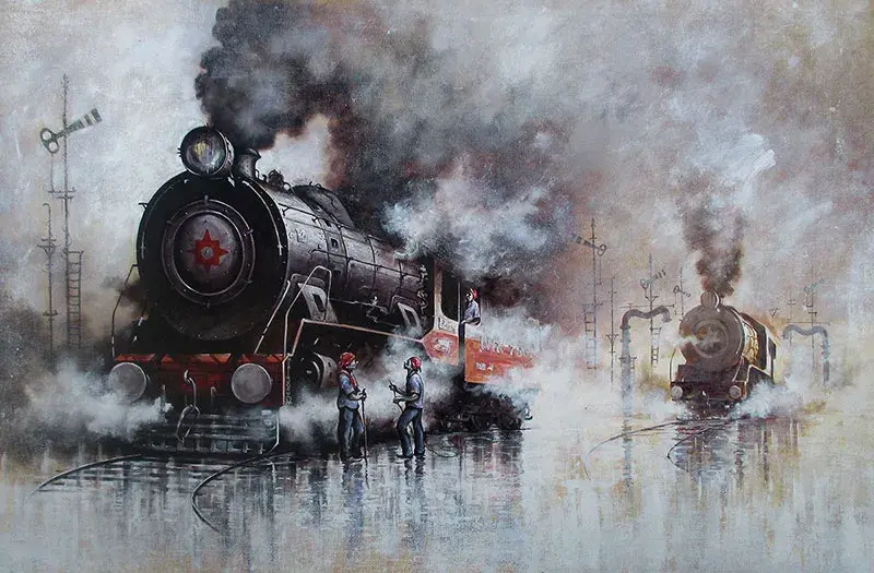 Indian steam locomotive paintings