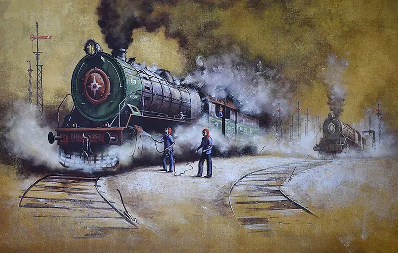 sold steam locomotive paintings