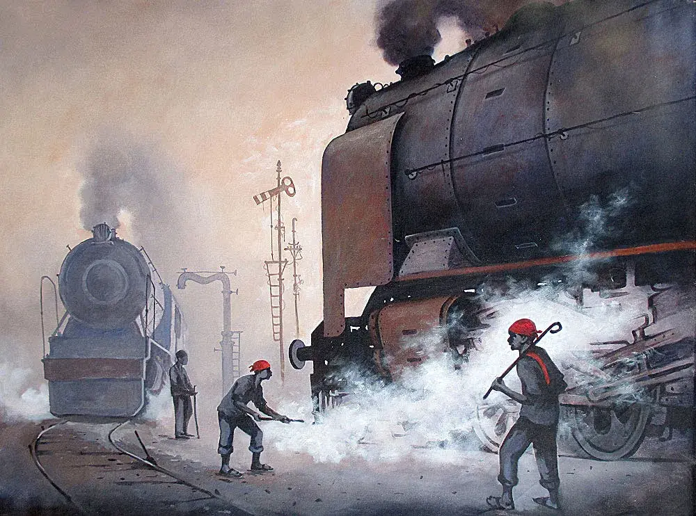 Buy steam locomotive paintings in acrylic