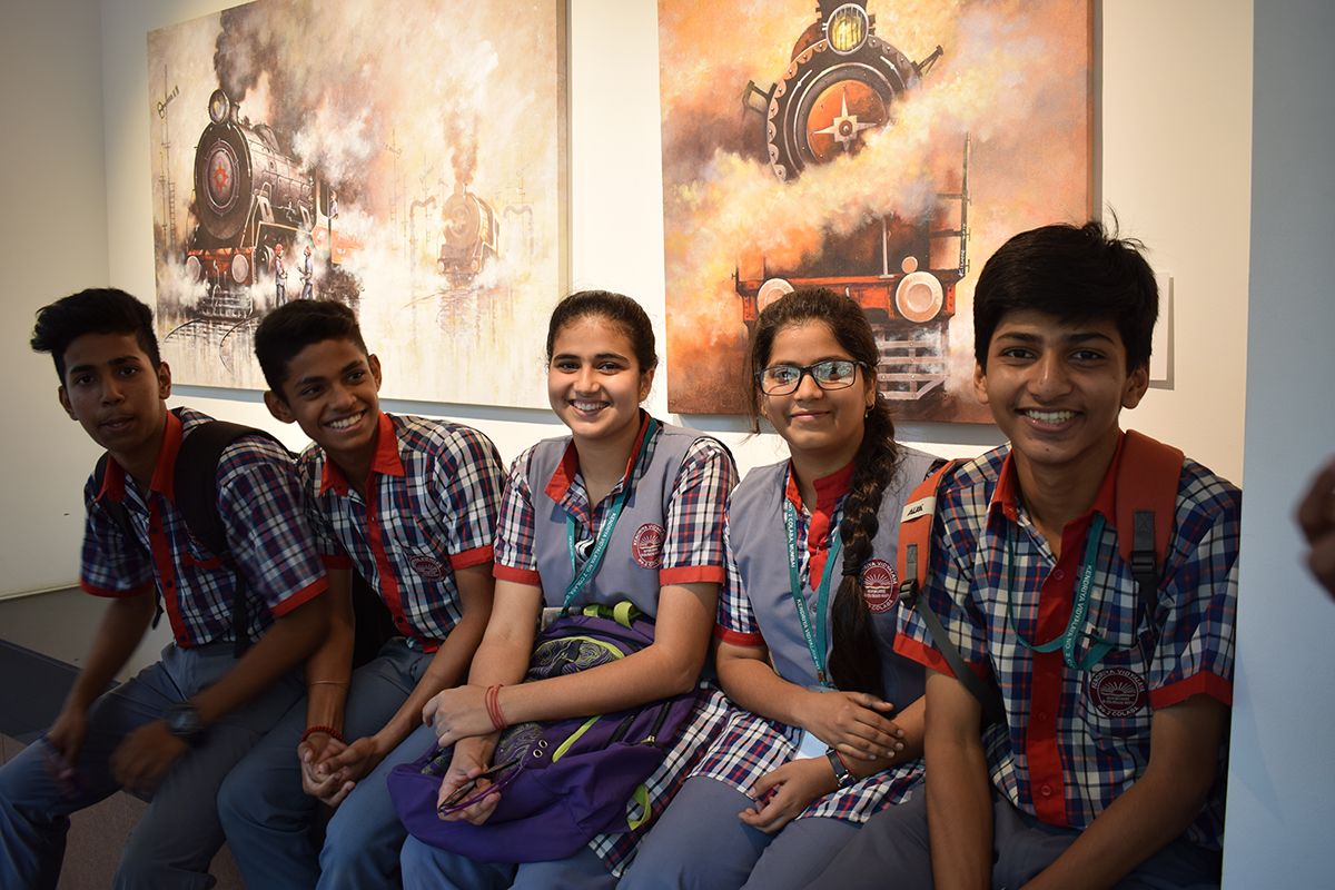 Students are in the solo show at Jehangir Art Gallery, Mumbai, 2018
