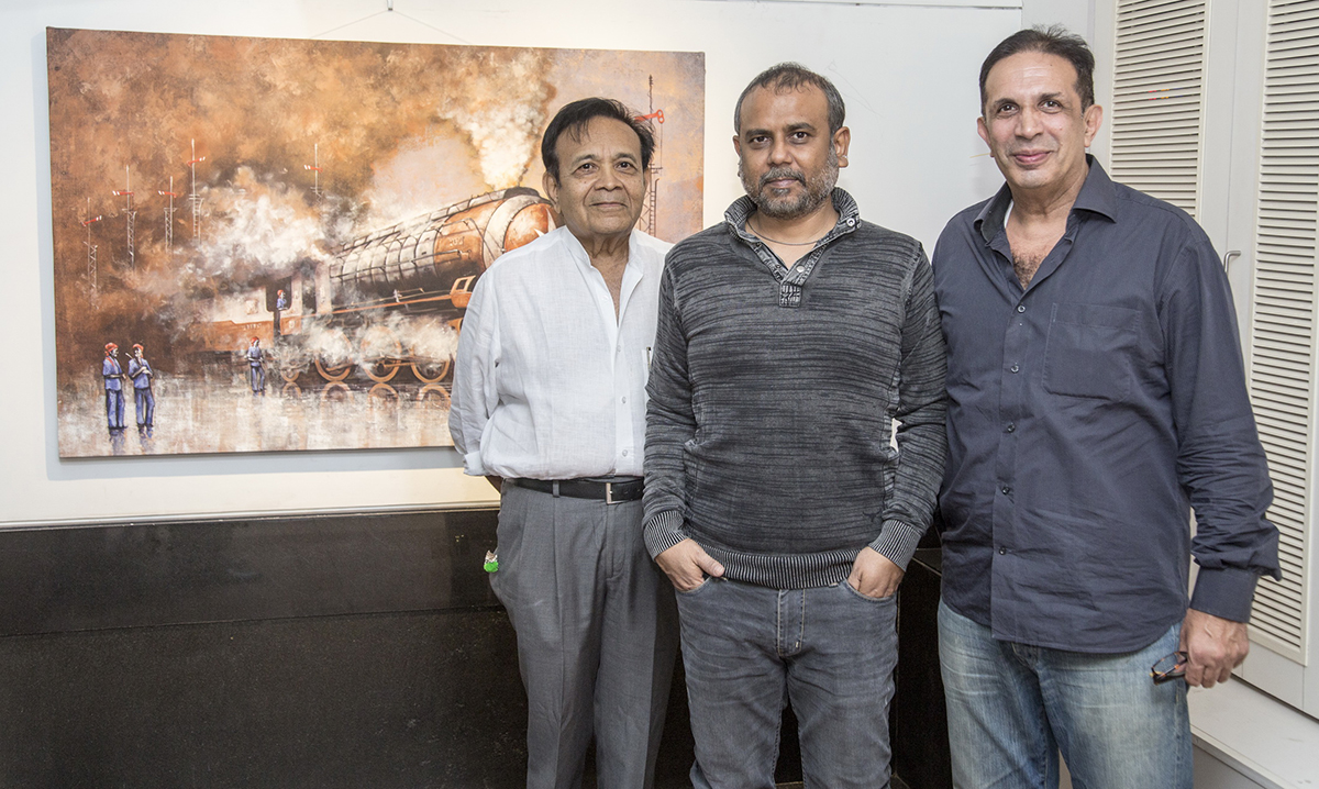 With Parvez Damania and Prakash Kothari in the solo show at Jehangir Art Gallery, Mumbai, 2018