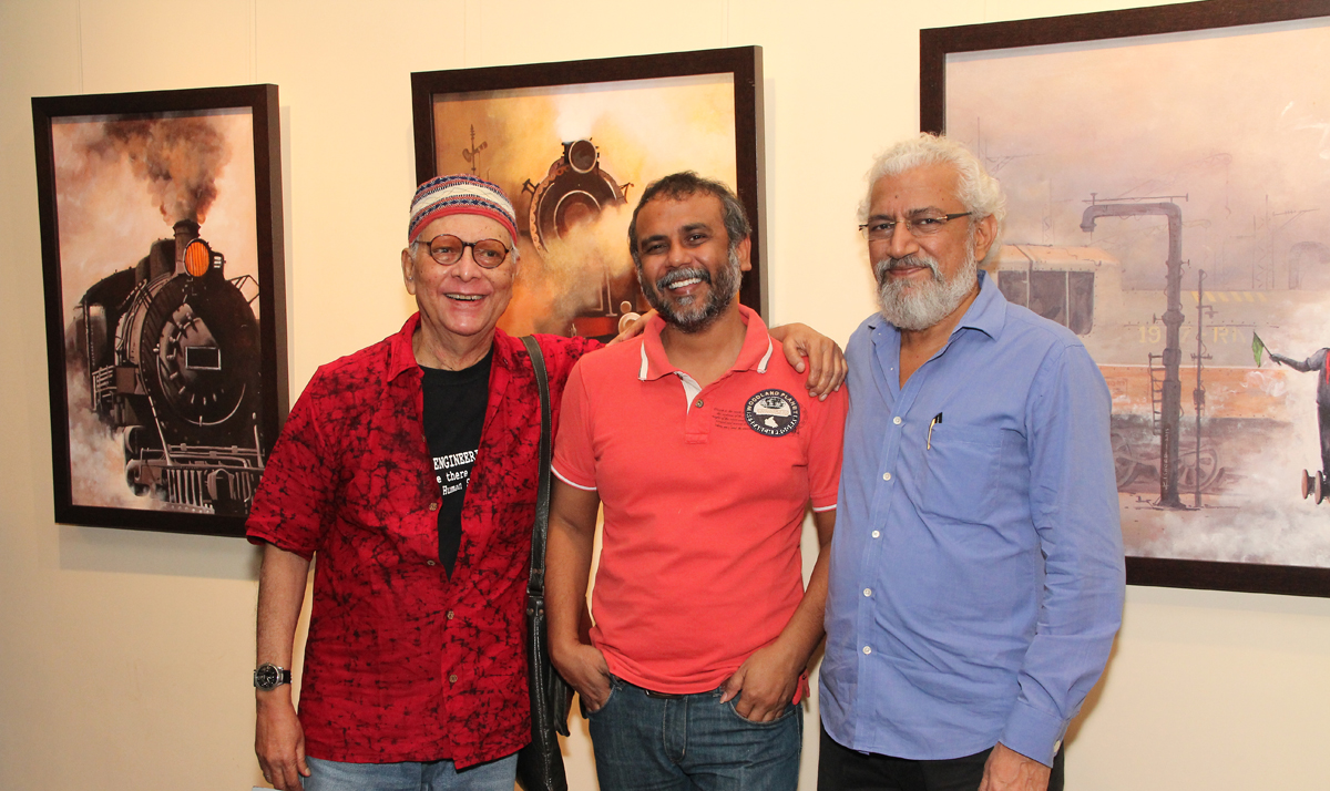 With Prakash Bal Joshi at Bajaj Art Gallery, Mumbai, 2014