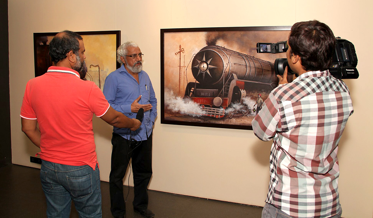 With Prakash Bal Joshi at Bajaj Art Gallery, Mumbai,2014