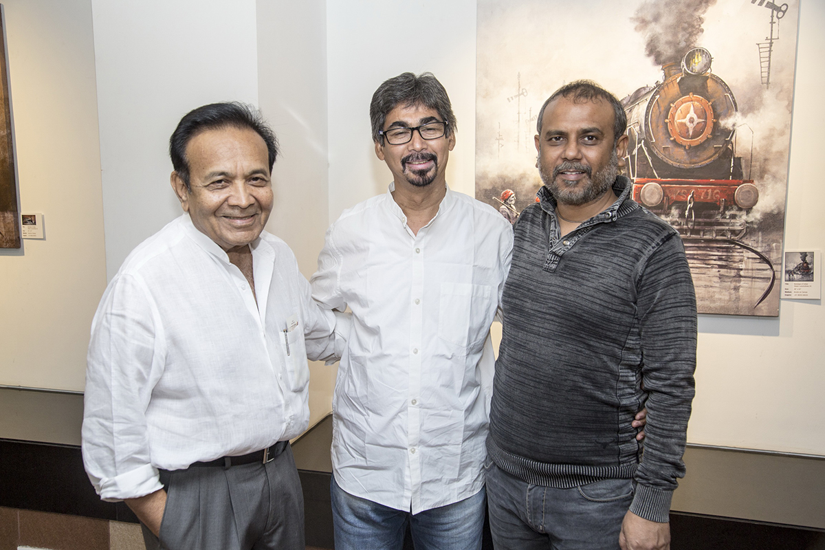 With Ratan Shaha and Prakash Kothari in the solo show at Jehangir Art Gallery, Mumbai, 2018