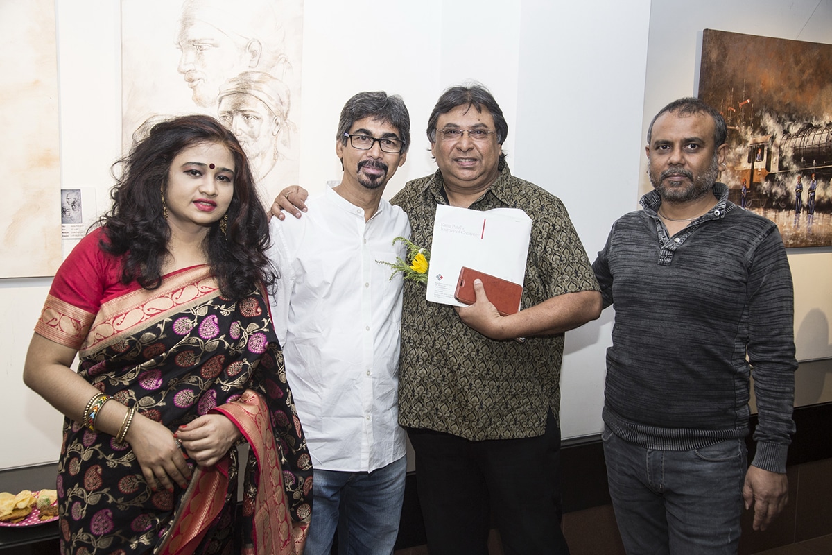 With Ratan Shaha and Shalish Sheth in the solo show at Jehangir Art Gallery, Mumbai, 2018