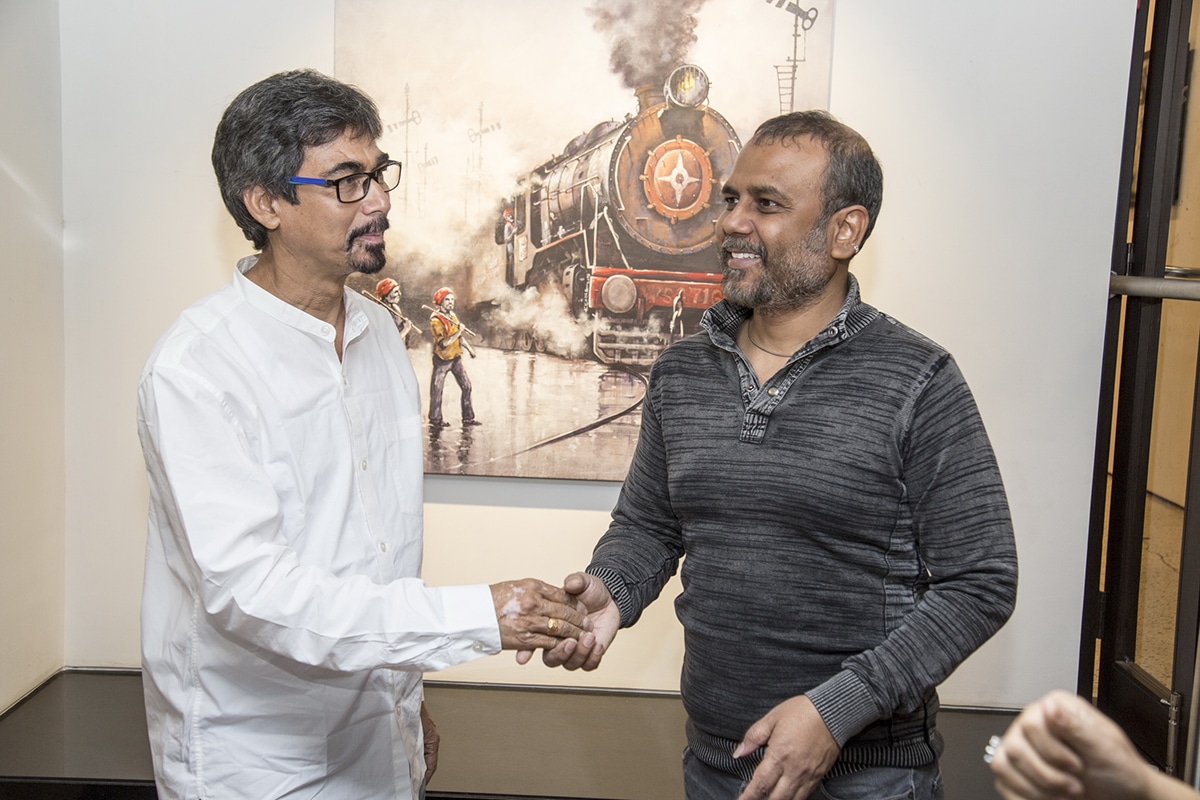 With Ratan Shaha in the solo show at Jehangir Art Gallery, Mumbai, 2018