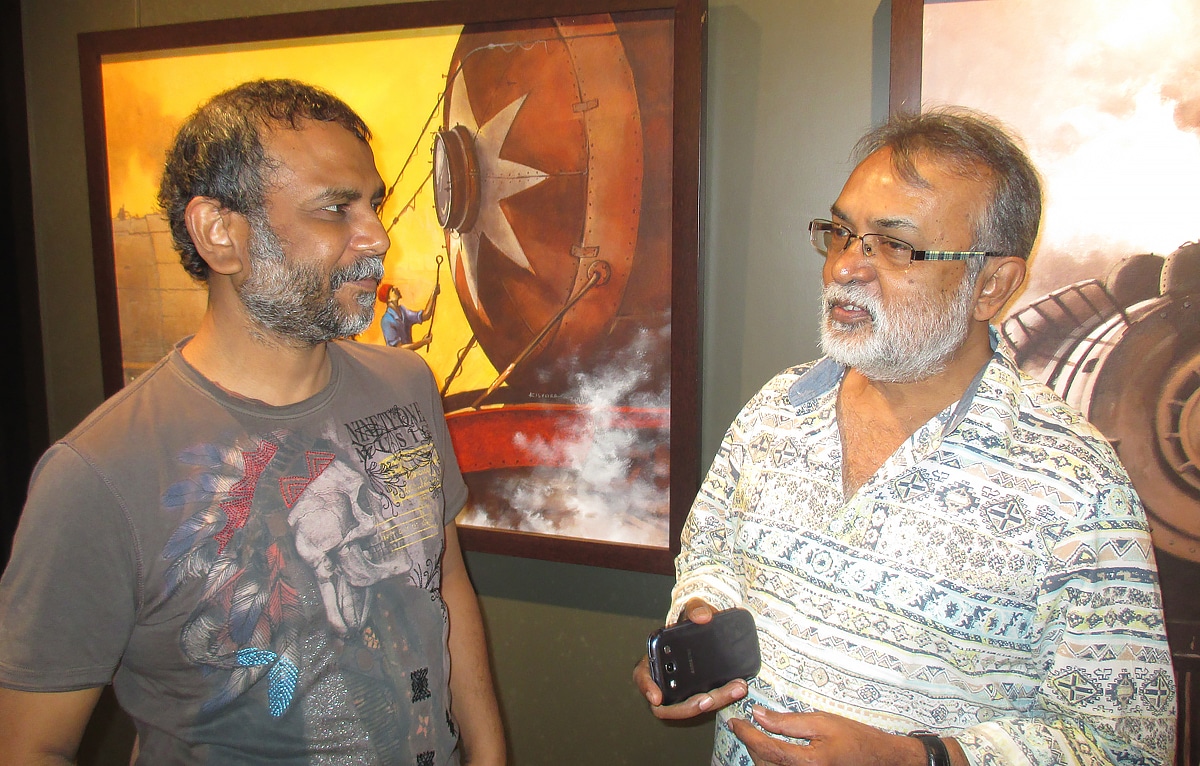 With Samir Mondal at Bajaj Art Gallery, Mumbai, 2014