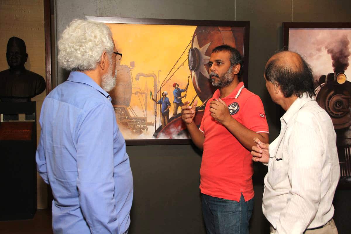 Withe Prakash Bal Joshi at Bajaj Art Gallery, Mumbai, 2014
